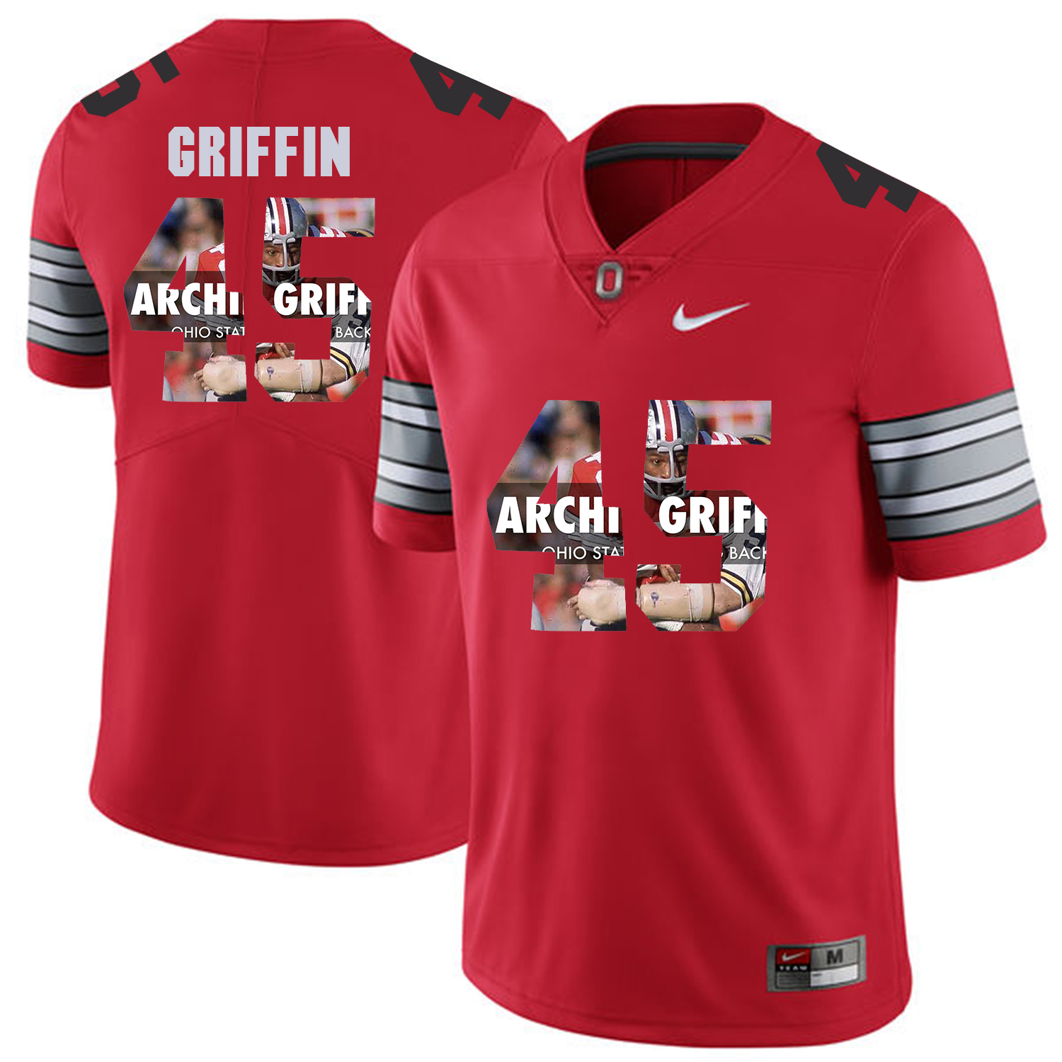 Men Ohio State #45 Griffin Red Fashion Edition Customized NCAA Jerseys->customized ncaa jersey->Custom Jersey